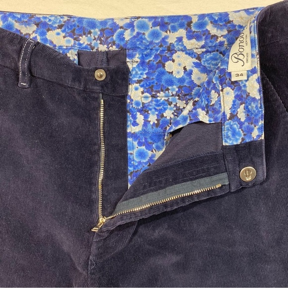 Bonobos Mens 34x31 Corduroy Pants Cuffed Navy Blue Cotton Lycra Thin Wale - Picture 3 of 13